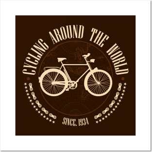 Cycling around the world since 1934 bicycle vintage design style Posters and Art